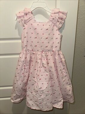 Blueberi Boulevard Pink Floral Ruffle-Sleeve Dress
